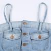 Personality Wash Blue Denim Small Vest Denim Crop Top Pocket Vintage Button Tops