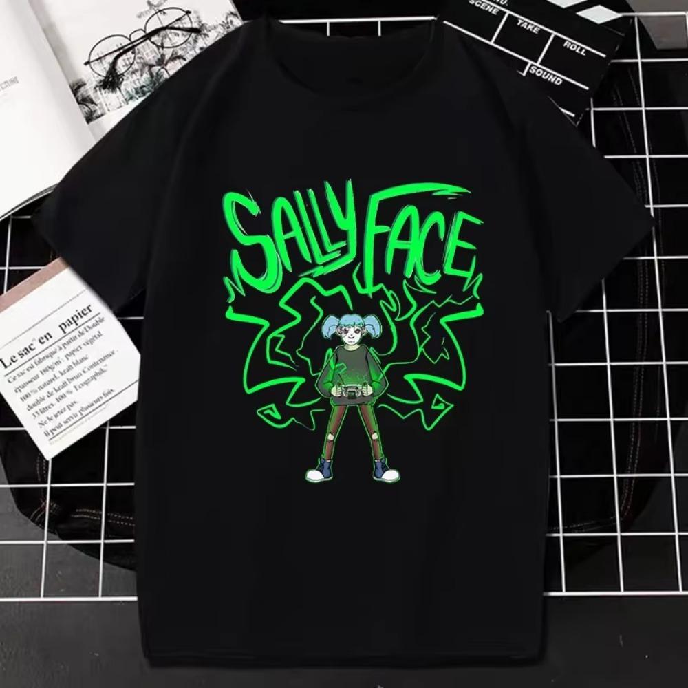 Sally Face TShirt Horror Game Print T Shirt Kawaii Harajuku Anime Tops Women Men Fashion Casual Tee Hip-hop Gothic Streetwear