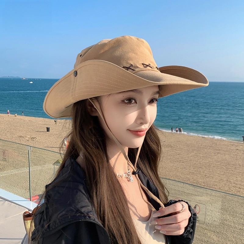 Polyester Summer Wide Brim Fisherman Hat For Men And Women Sun Protection And Breathability