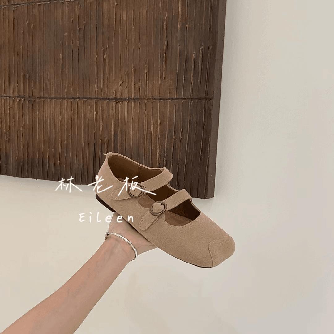 

2024 Модные женские туфли Повседневные легкие балетки Мэри Джейн с закругленным носком Туфли-лодочки с пряжкой Прогулочные мокасины 35 бежевый