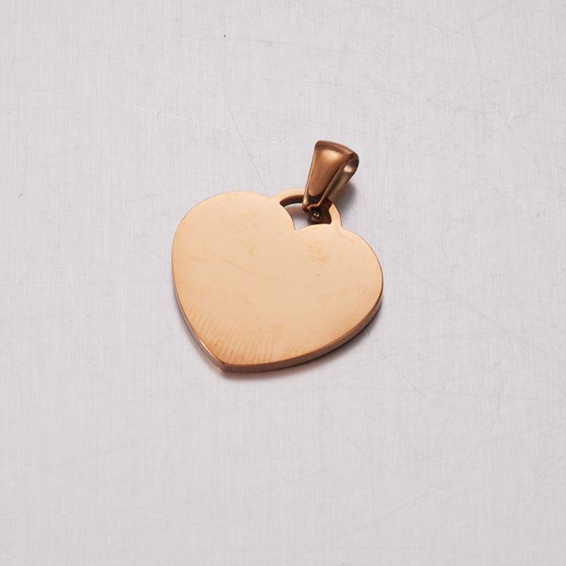 Stainless Steel Heart Pendant: DIY Engravable Peach Heart with Melon Seed Buckle Charm
