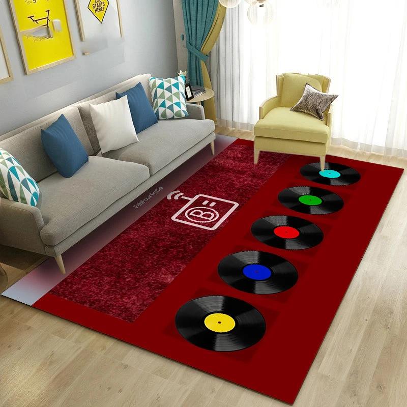 3D Vintage Classical Music Vinyl Record Area Rug Carpet Living Room Decor Bedroom Sofa Carpets Bedside Non-slip Mat Doormat