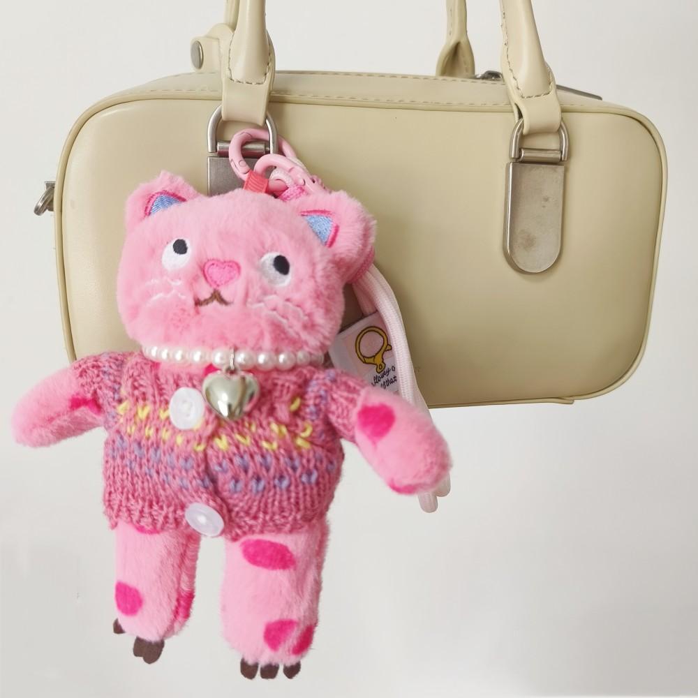 15cm Kawaii Katze Plüsch Schlüsselanhänger Rosa Katze Plüsch Anhänger Tiere Puppe Schlüsselanhänger Auto Schlüssel Dekorationen Puppen Mädchen Frauen Tasche Zubehör