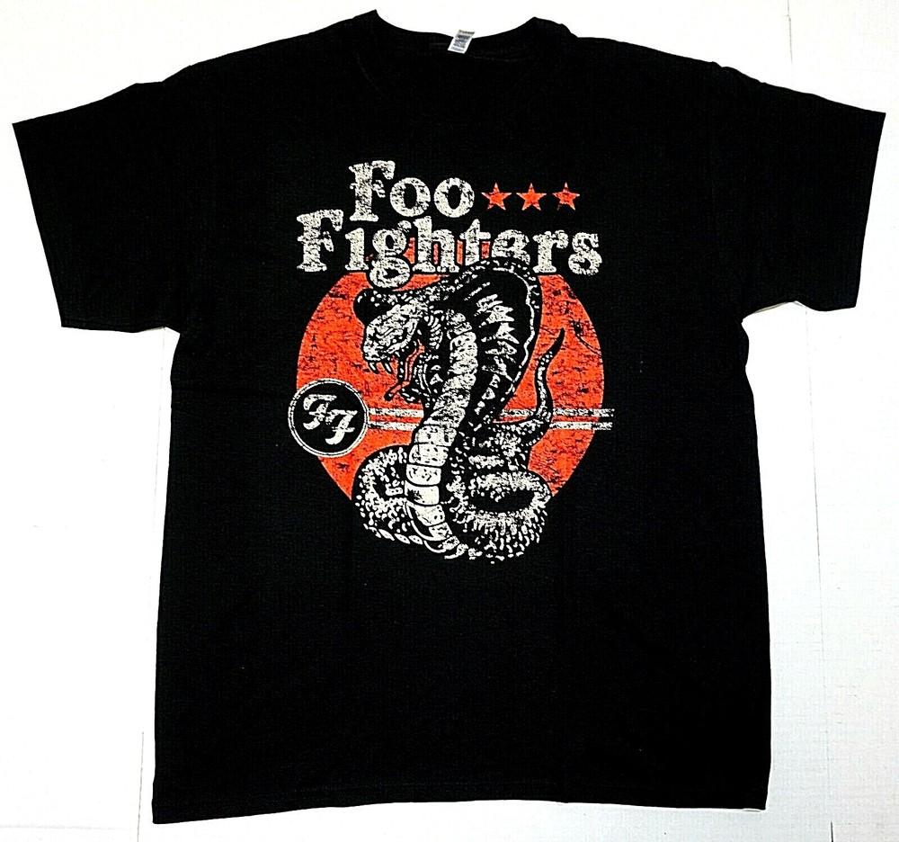 FOO FIGHTERS T-shirt Adult Men s Distressed Black Tee 100% Cotton New Unisex T-Shirt L