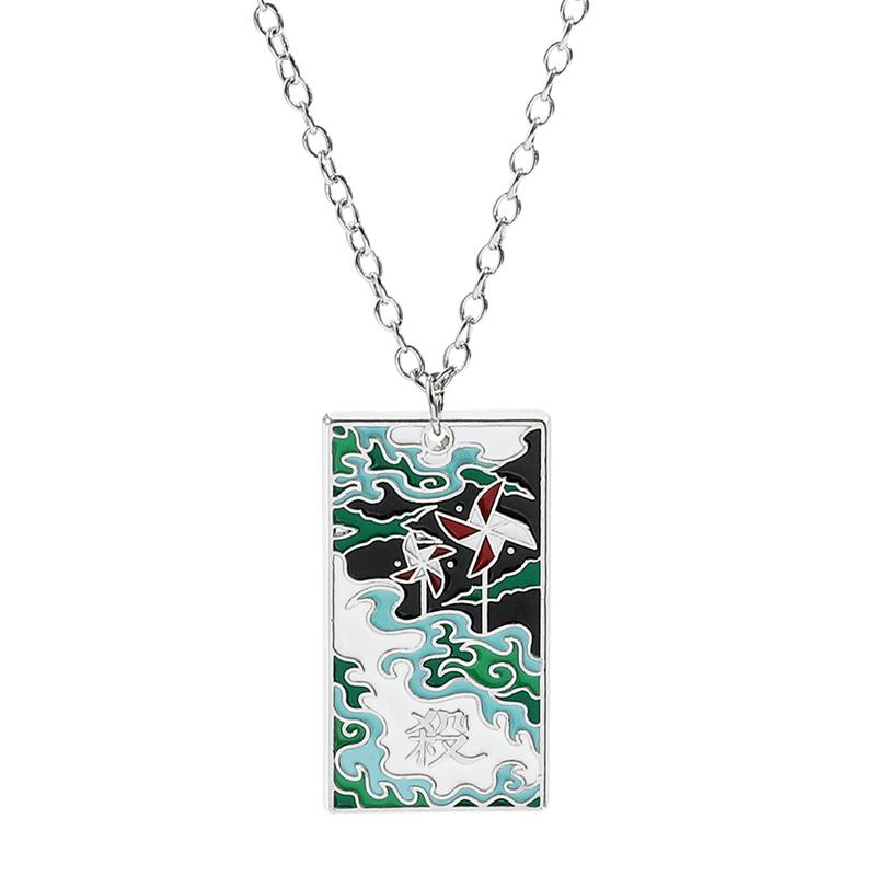 Demon Slayer Anime Enamel Pendant Necklace Unisex Cosplay Jewelry Agatsuma Zenitsu Hashibira Inosuke Character Props