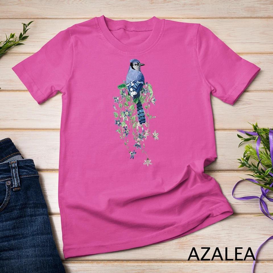 Flowers and Blue Jay Unisex T-shirt 2 2XL
