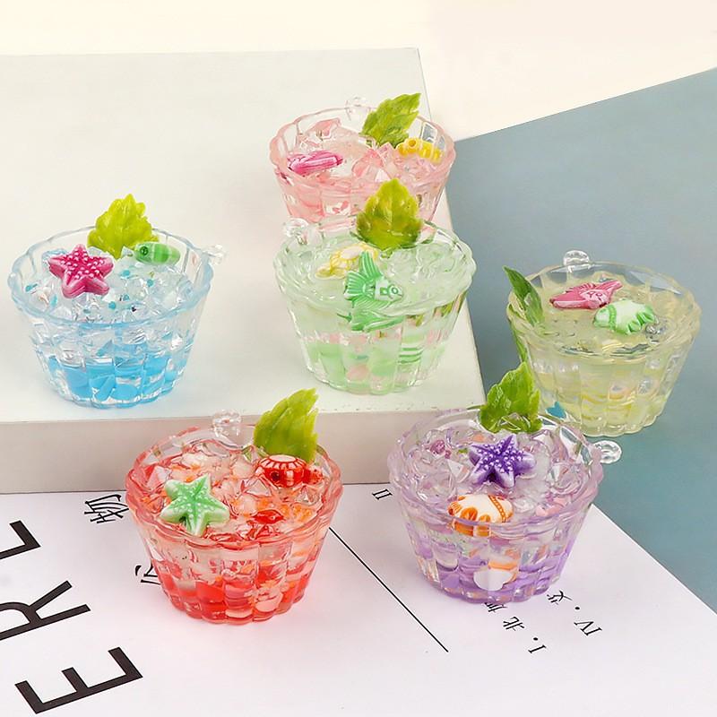 

1 шт. светящиеся миниатюры для ледяных напитков, светящиеся в темноте, смоляные украшения, украшение для сада фей, мох, террариум, микроландшафт 3.8x2.2cm разноцветный