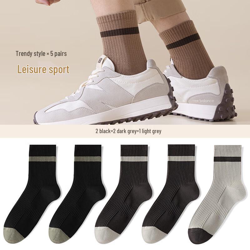 Yu Zhaolin Men s Mid-Calf Business Cotton Socks 5-Pair Pack One Size