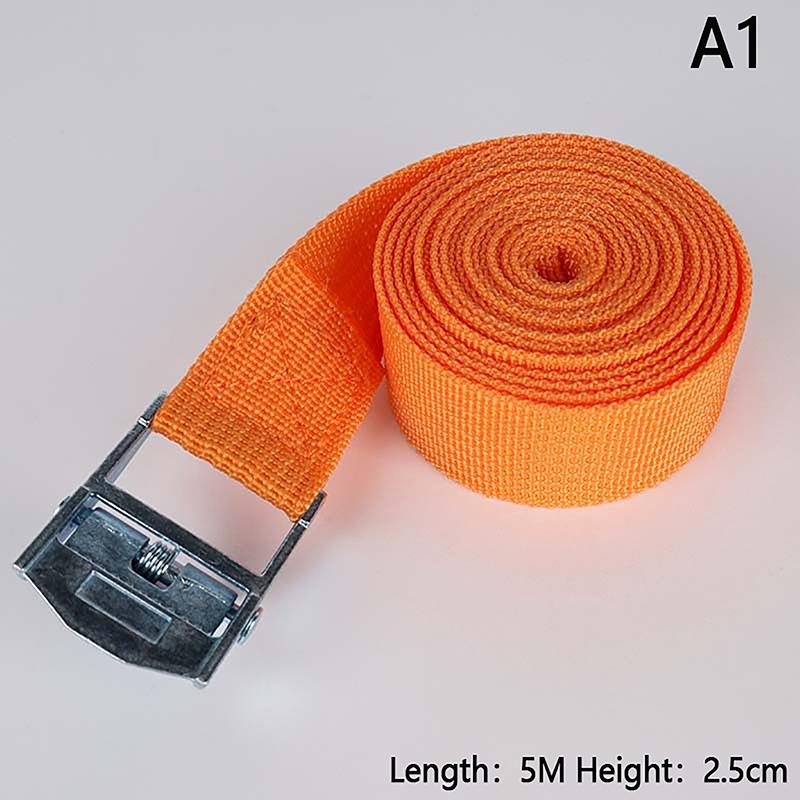 1pcs 5M Cargo Straps With Buckle Tie-Down Belt For Motorcycle Bicycle Metal Tow Rope Strong Ratchet Fixing Belt For Luggage Bag