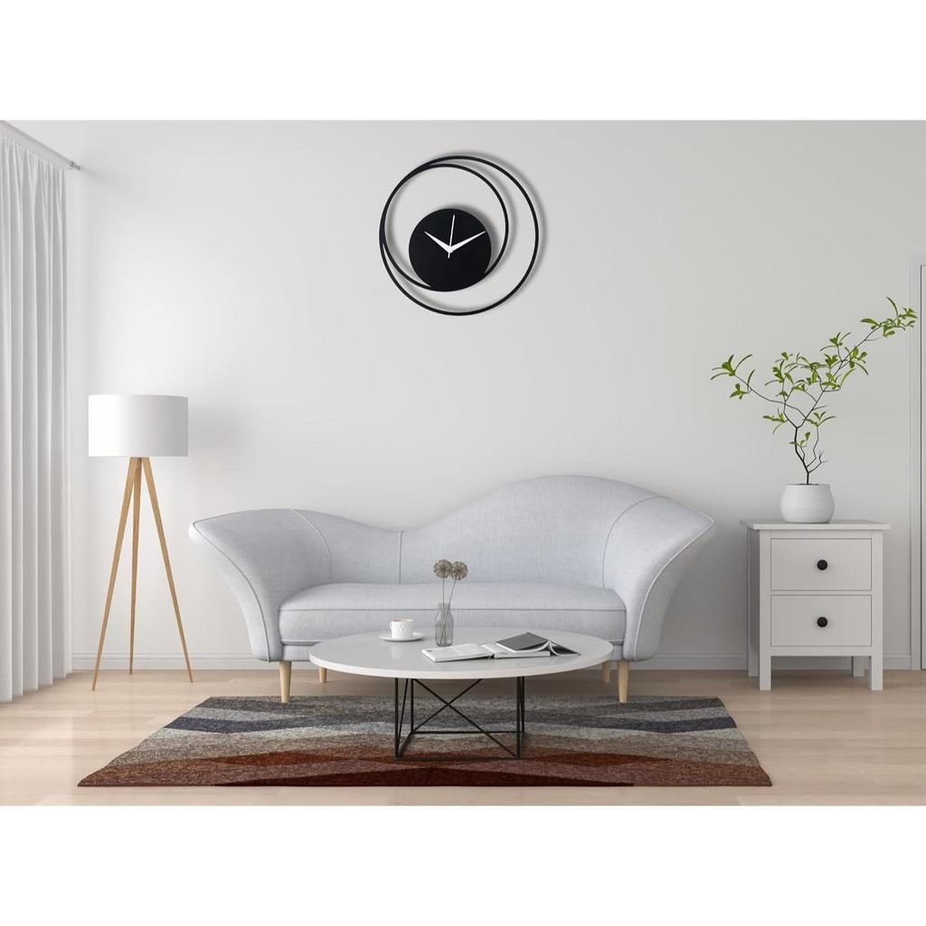 Ceas de Perete pentru Casă, Birou, Living, Dormitor, Cameră Copii și Bucătărie | Decor Acasă Elegant și Modern | (35 X 35 Cm) | Culoare Neagră (Baterie inclusă)