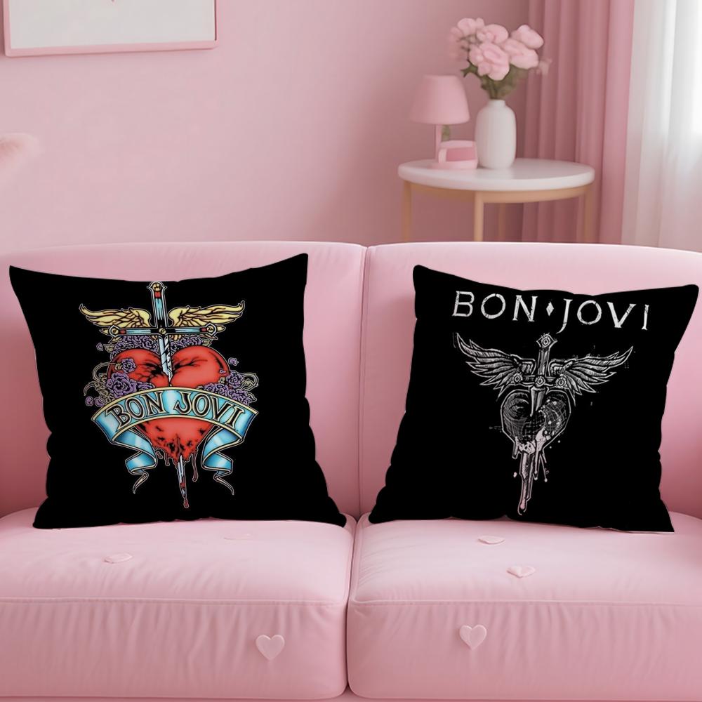 B-Bon J-Jovi Band Cushion Cover Soft Short Plush Double-Sided Printing Home Decor Machine Washable Pillow Case Gift