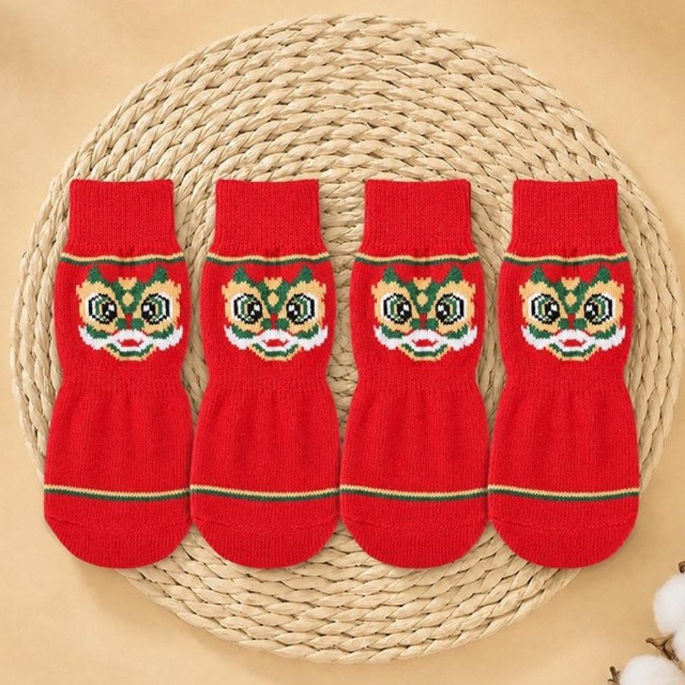 Breathable Non Slip Dog Socks Warm Paws Protectors Pet Boots Christmas Dog Socks Winter Season
