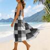 Sommerkleider für Damen UK Damen Sommerkleider UK Karomuster Midi-Kleid Ärmellos Lässig Lockerer Schnitt Sommerkleid