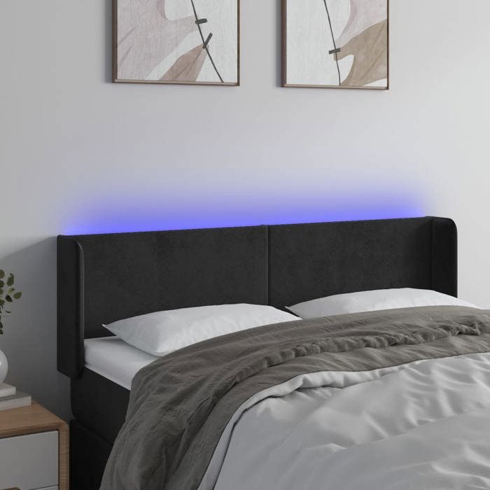 VidaXL LED Headboard Bedroom Furniture Double Bed Accessory Head of Bed Frame Interior Black 3123006