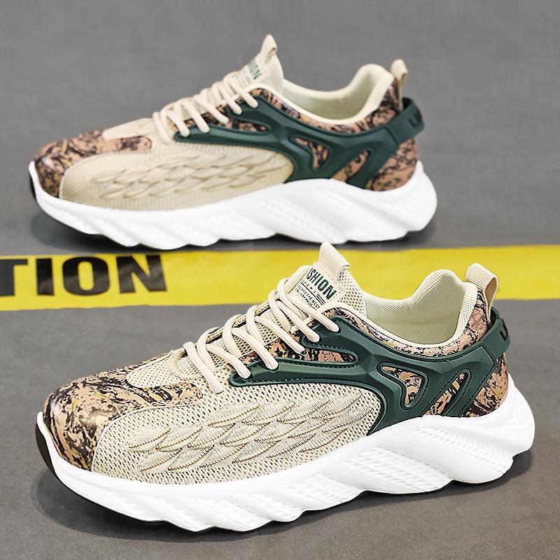 

Putian Men s Shoes 2025 Breathable Mesh Anti Odor Fly Woven Teenagers Running Sports Dad 45 Standard Sports Code бежевый