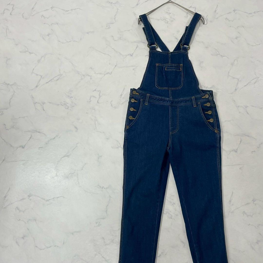 Lily Brown Switch Pocket Button Denim Overalls Blue 0