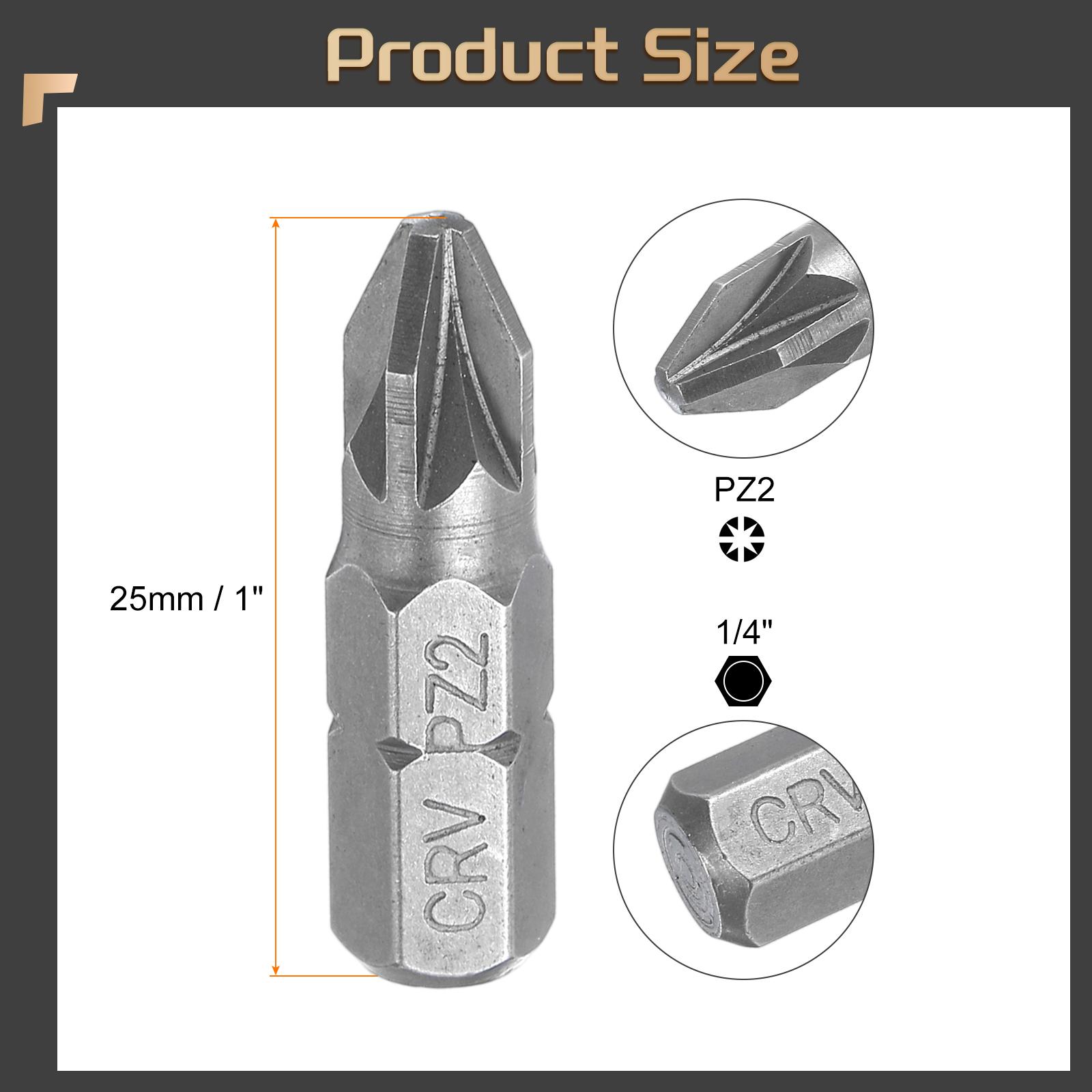 

2/5/10pcs PZ0/PZ1/PZ2/PZ3 Screwdriver Bits 1/4 Hex Shank Head 1 Length CR-V Steel Phillips Slotted Drill Bits for Repair Work 2pcs