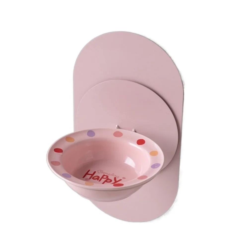 

Pet Ceramic Bowl for Cats and Dogs Anti Slip Magnetic Fixation Prevent Spills Wall Hanging for Neck Protection Anti Black Chin розовый