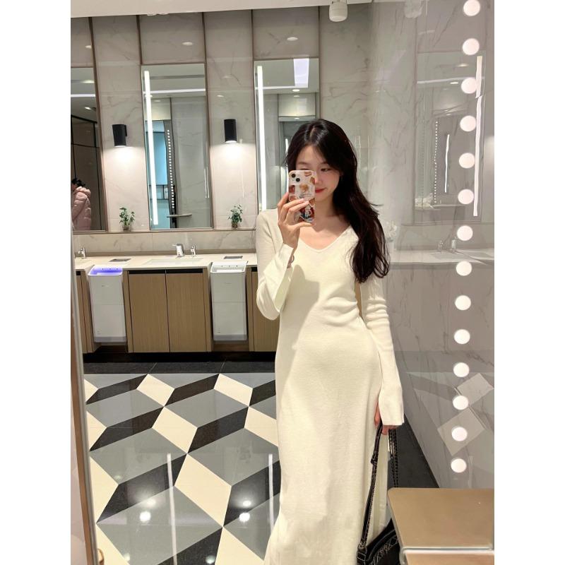 In Early Autumn, Pure Desire To Slim Down and Look Thin, Celebrity Temperament Long Dress, Children's Design Sense, Waist and Inner Knitted Dress