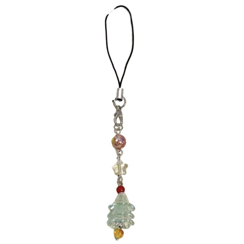Cute Phone Strap Trendy Phone Chain Christmas Tree DIY Phone Charm for Holidy