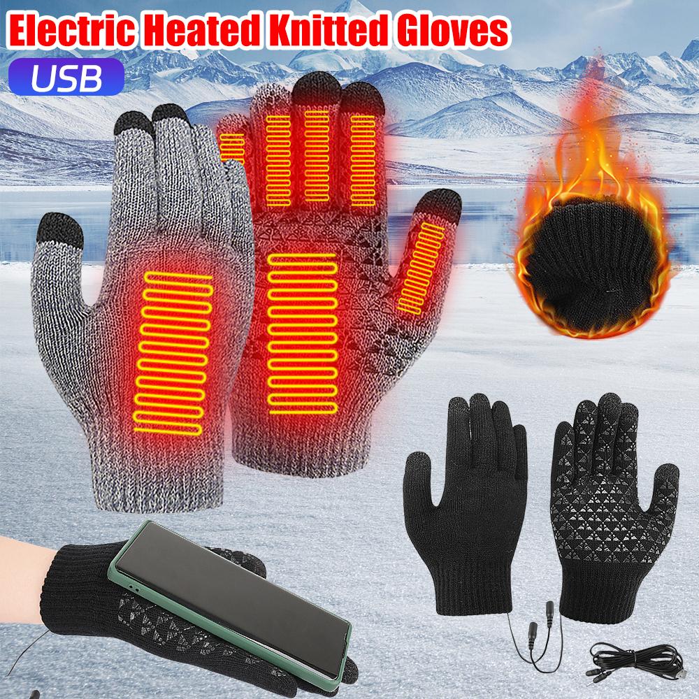 Elektrische USB-Heizhandschuhe Winterhandschuhe Thermisch Touchscreen Thermisch Winddicht Warm Gestrickte Handschuhe Motorrad Fahrradhandschuhe