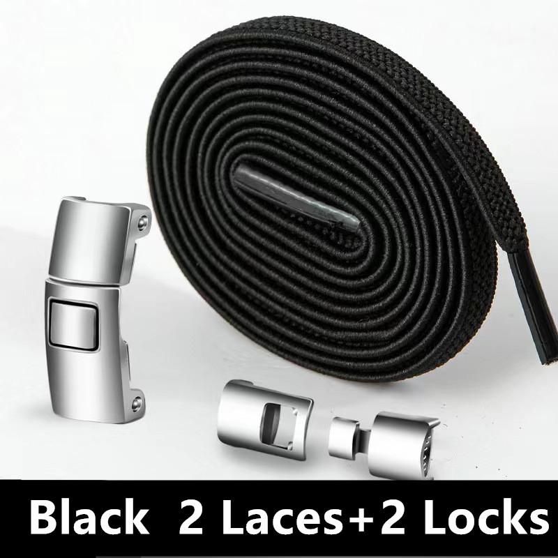 Quick Metal Press Lock Shoelaces No Tie Elastic Laces For Sneakers Kids Adults Easy Wear Durable Shoe Laces