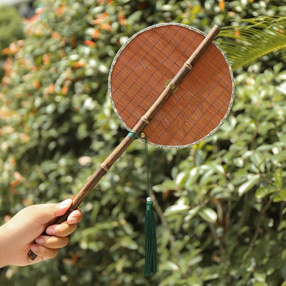 Chinese Style Purple Bamboo Waist Fan Natural Foldable Waist Fan Portable Hanfu Group Fan  for Home