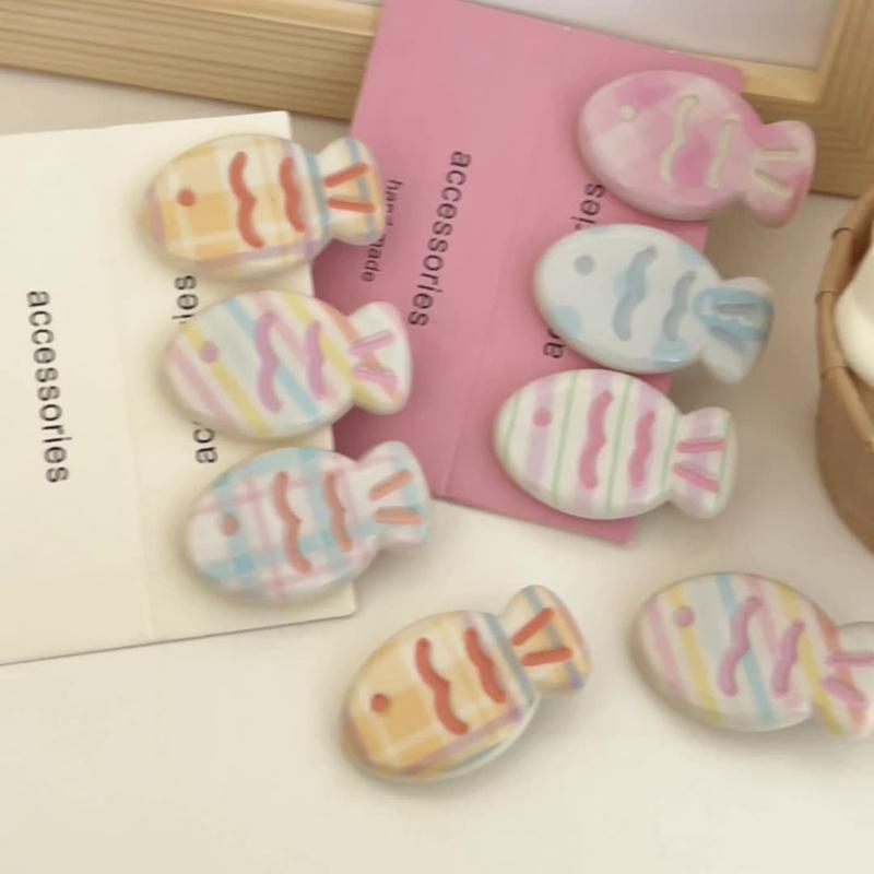 Colorful Little Fish Hair Clip Set Sweet and Girlish Cute Bangs Side Clips Versatile Student Hairpin Cartoon Hair Accessories