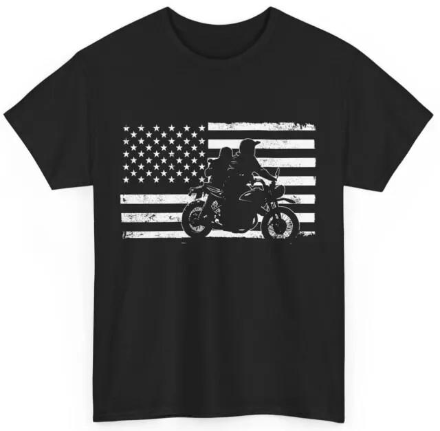 Motorcycle Shirt American Flag Biker Shirt Motorcycling Lover Tshirt Unisex T-Shirt XXL