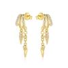 Hypoallergenic Ins 925 Sterling Silver Zircon Earrings Double Layer Claw Earrings Fashion Drop Earrings for Women
