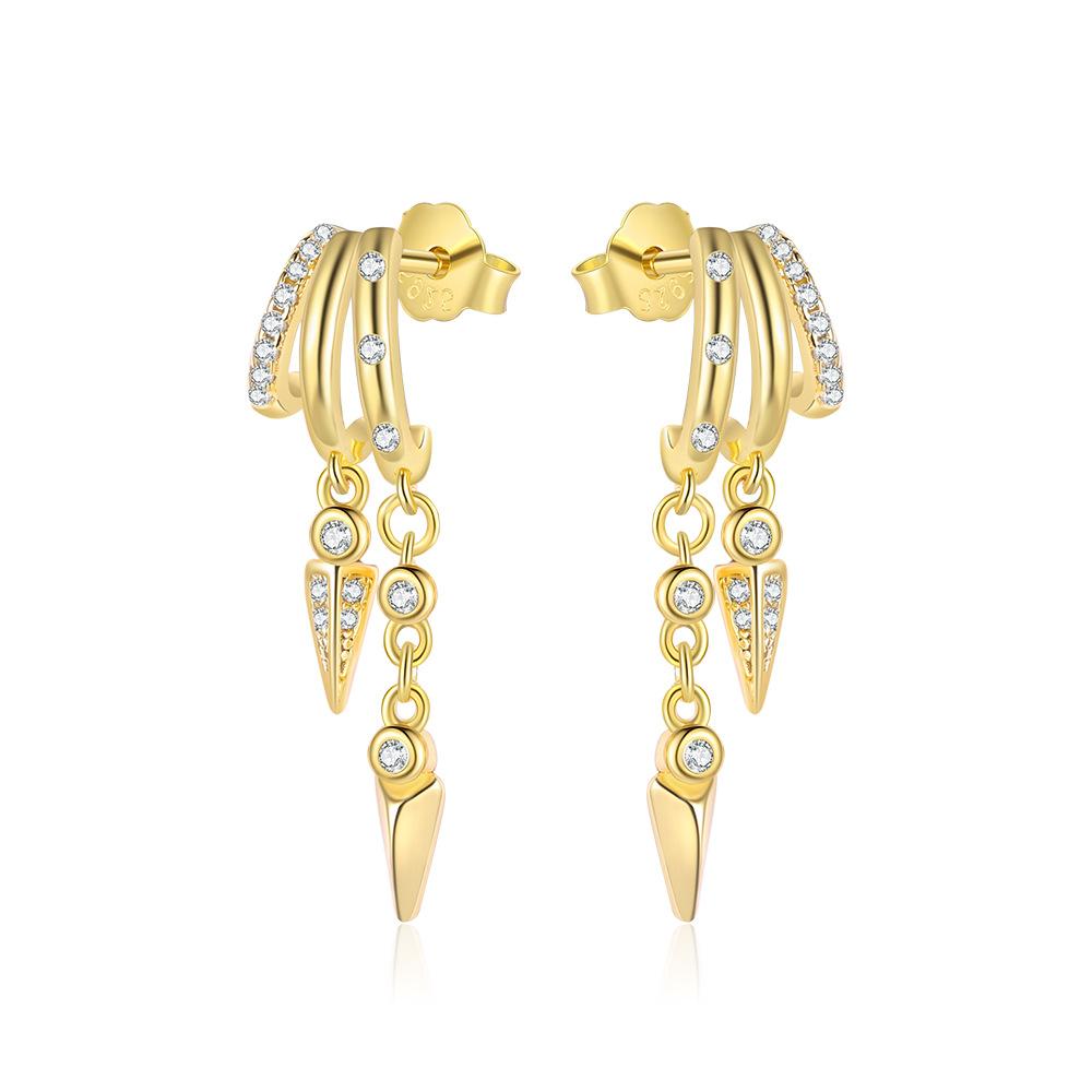 Hypoallergenic Ins 925 Sterling Silver Zircon Earrings Double Layer Claw Earrings Fashion Drop Earrings for Women