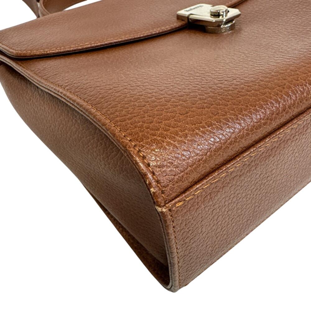 Burberrys 2-Wege Vintage V-Leder Umhängetasche Braunes Leder Gebraucht