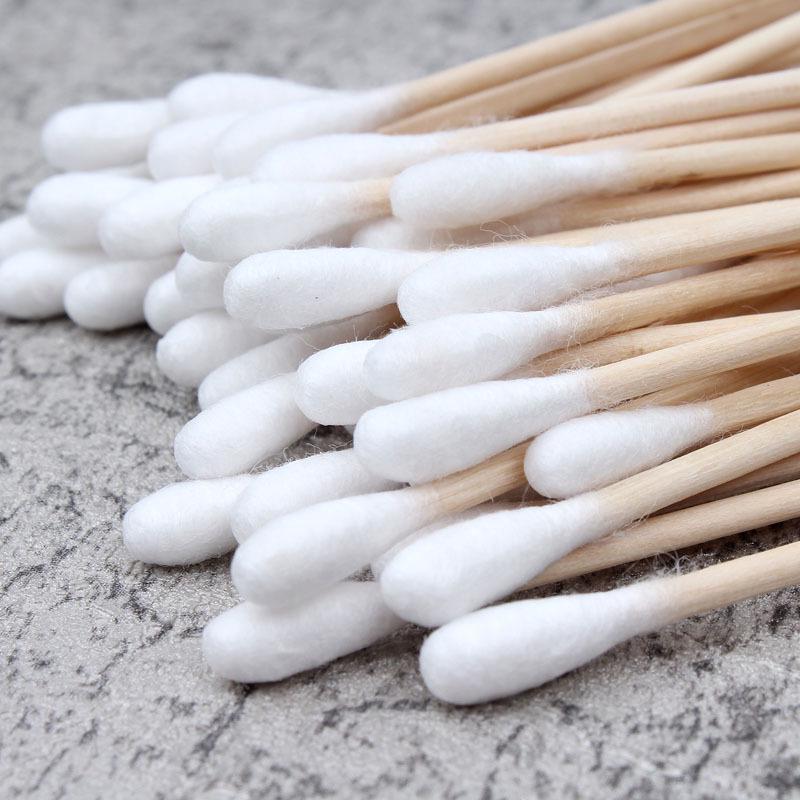 100-Pack Double-Headed Wooden Cotton Swabs for Ear Cleaning & Makeup Removal