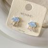 Elegant Blue Crystal Cloud Stud Earrings for Women – Fresh, Delicate, and Exquisite Design