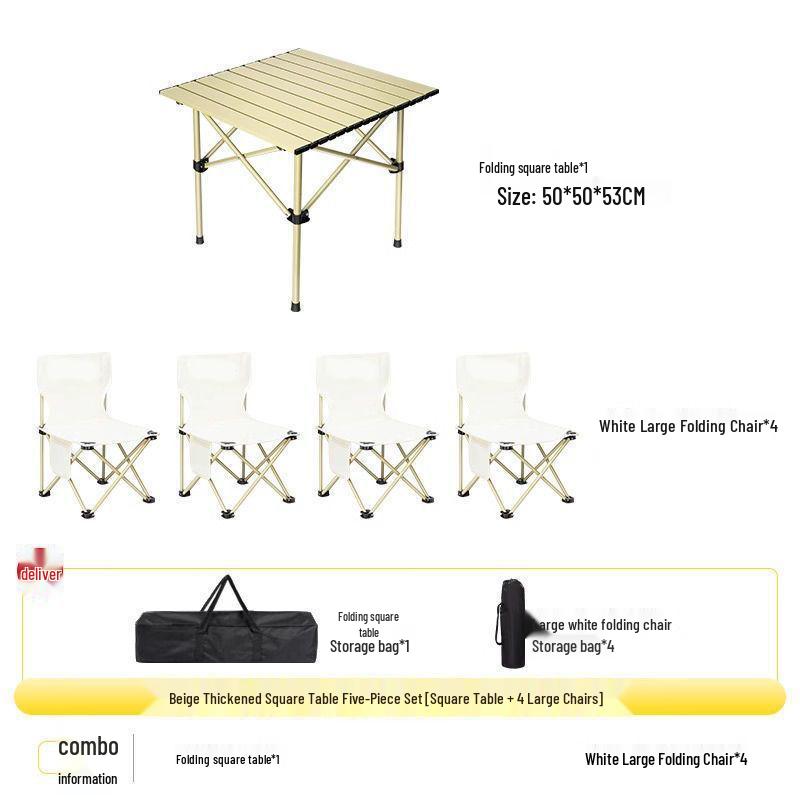Portable Outdoor Folding Table and Chair Set - Egg Roll Design for Camping and Fishing