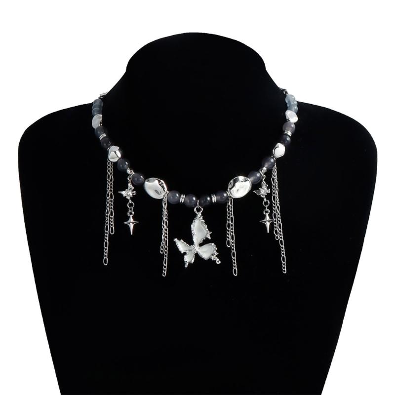 Stylish Star Pendant Necklace Handmade Star Beaded Necklace Butterfly Necklace Neck Jewelry Suitable for Everyday Wear