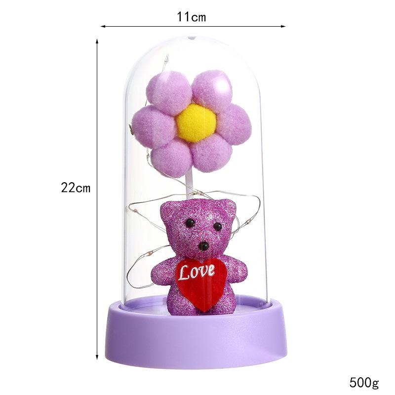 Bear bouquet ornament Valentine's Day gift Qixi Festival holiday gift desktop decoration ornament eternal flower night light