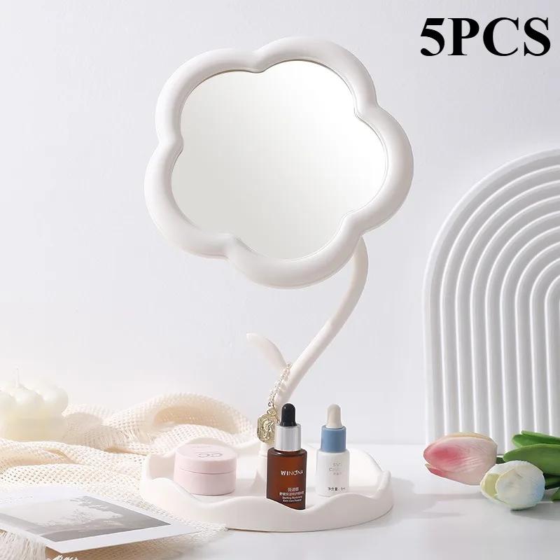 Sunflower Makeup Mirror for Students Desktop Flower Beauty Mirror Girl Dressing Table with Hanging Jewelry