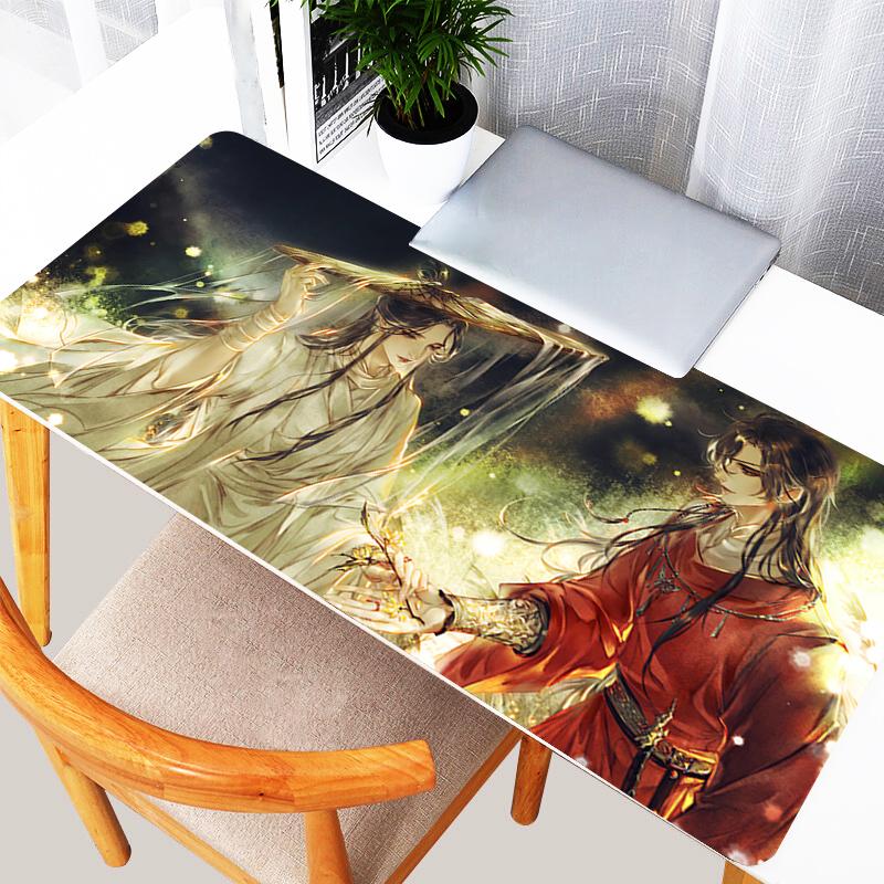 Big Gaming Mouse Pad HD Print Anime Tian Guan Ci Fu Extended Desk mat Non-Slip PC Computer Gamer Accessories Edge White Mousepad