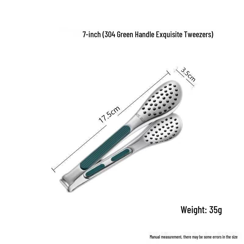 304 Stainless Steel Green Handle Food Tongs