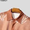 INCERUN Herren Kurzarm Hemd zum Knöpfen Ausgeschnitten mit Print Sommer Herren Hemden Streetwear