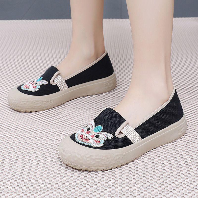 

Тканевая обувь универсальна, дышит, вышитые балетки, повседневная обувь-лоферы, и студенческая обувь 35