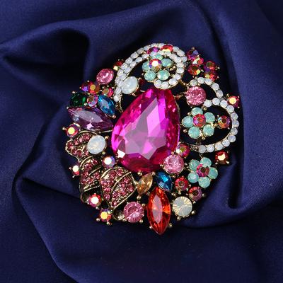 Böhmischer Kristall Luxus Klassisches Temperament Allgleiches Große Glas Strass Brosche Schmuck