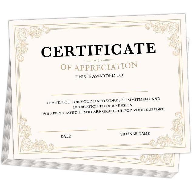 25 PCS Certificate of Appreciation, Ready-to-Use Employee of The Month Quarter Certificates Appreciation, Employee Staff Retirement Teachers