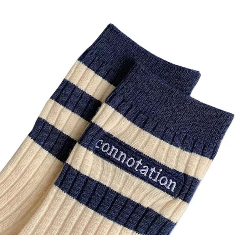 Autumn Women Sports Socks Stripe Fashion Harajuku Hip Hop Female Cotton Sock Unisex Skateboard Street Middle Tube Socks