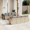 Vidaxl 8-Cz. Gartenmöbel-Set mit Kissen, Beige, Polyrattan