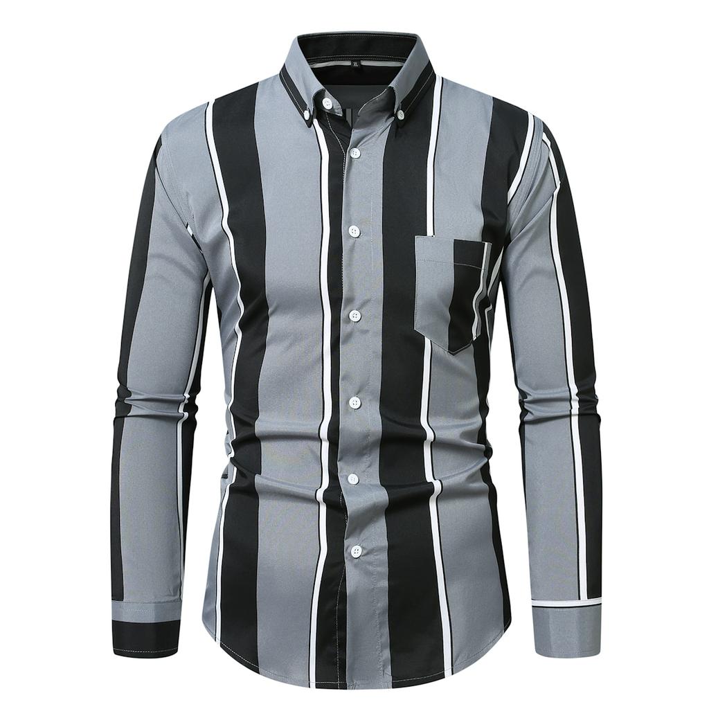 Men Plain Shirts Striped Shirt Men Long Sleeve Shirt Man Korean Popular Shirts Mens Tops Male Luxury Elegant Shirts