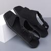 Men Black Sandals Slippers Handmade Simple Flats Summer Roman Sandals Open Toe Beach Shoes Plus Size