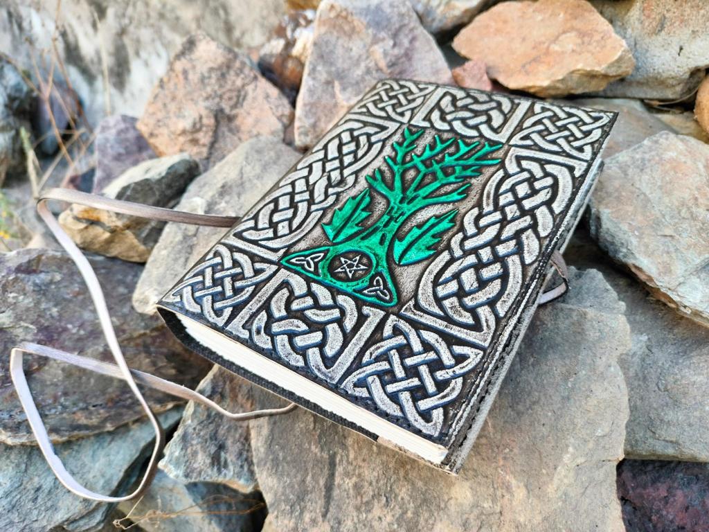 Embossed Leather Tree of Life Journal: Celtic Grimoire, 5x7 Lined Diary