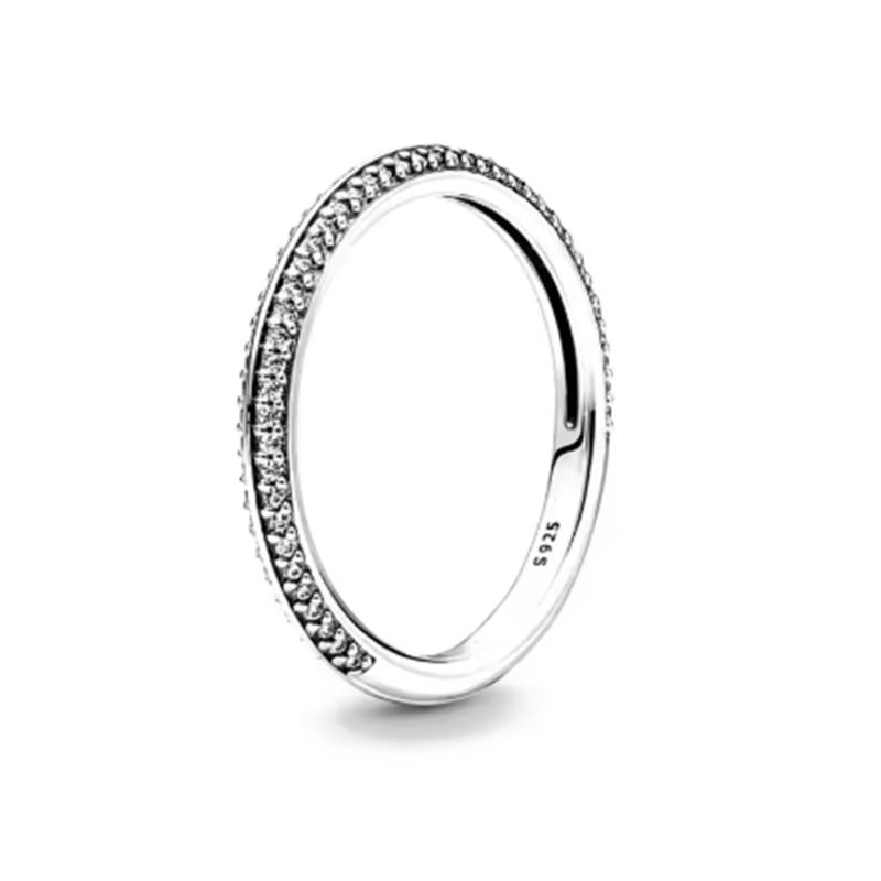 New 925 Silver Sparkling Bow Double Hearted Zircon Ring for Women DIY High Quality Wedding Jewelry Gifts